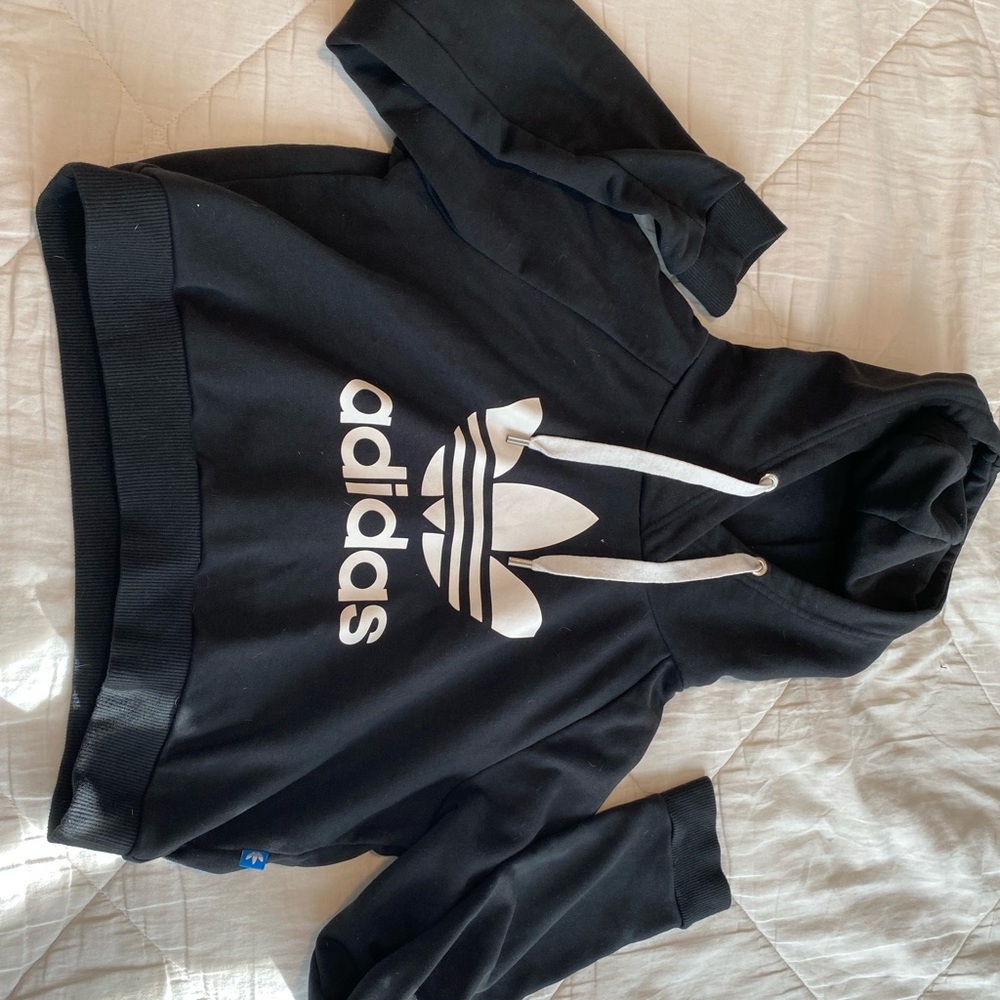 Black Adidas cropped hoodie